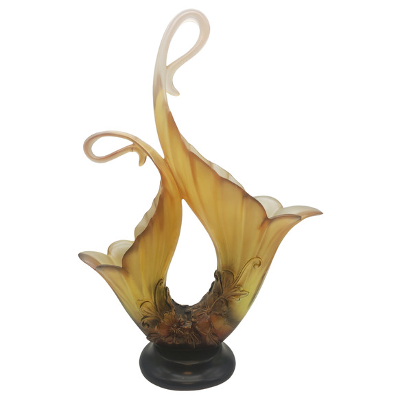 Rare Beautiful Pearl Illusion Centerpiece Table Vase Large 18" Tall Dark Base